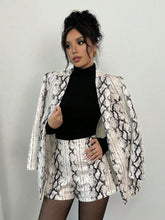 Women's Fashion Snake Skin Print Suit Jacket And Shorts Set